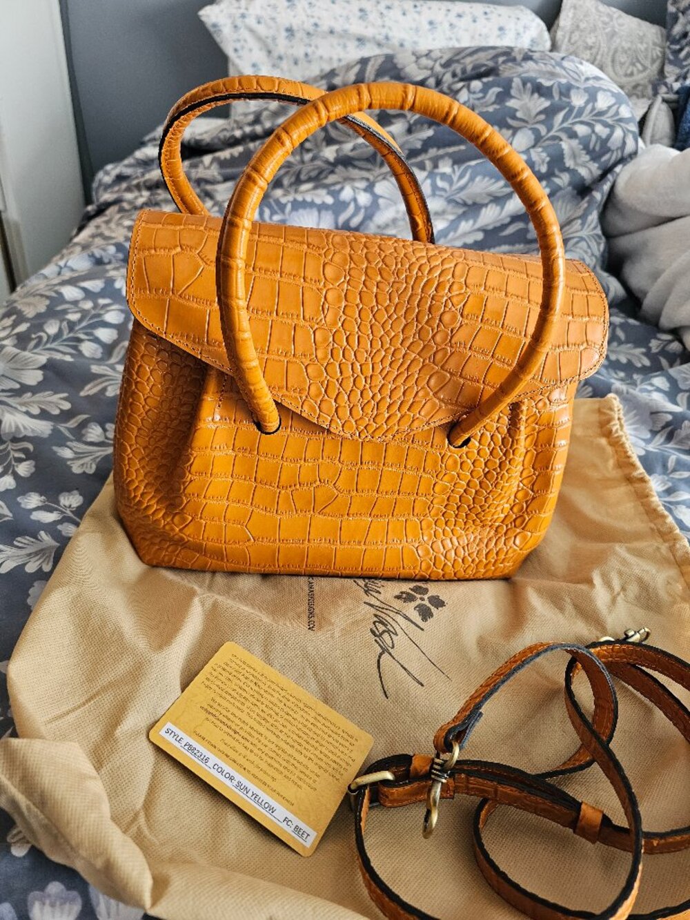 Patricia Nash Notely Croc Embossed Leather Flap Satchel